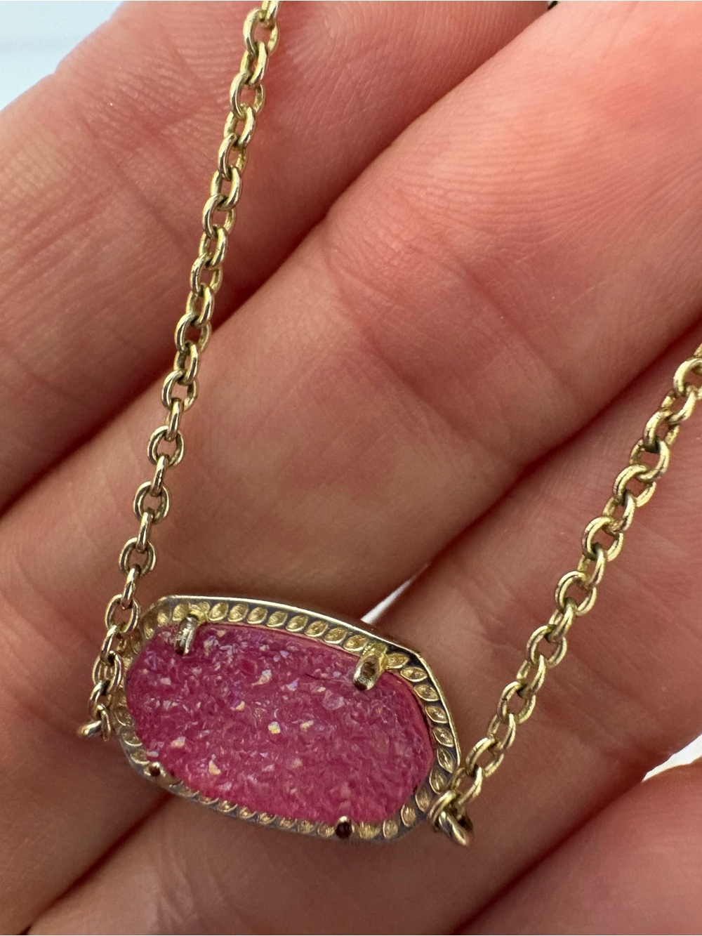 Kendra Scott Gold-Tone Pink Drusy Elisa Necklace